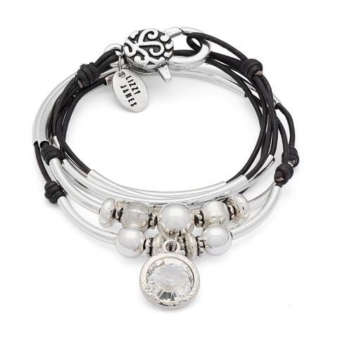 Silver Satin with Clear Crystal