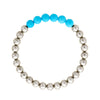 Sterling Silver & Turquoise 5mm Beaded Bracelet Stretch to Fit