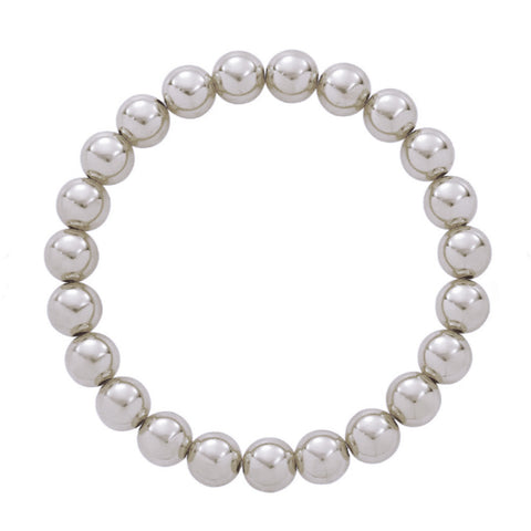 Sterling Silver 5mm Beaded Bracelet Stretch to Fit