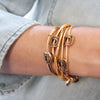 The Aura Gold Convertible Leather Wrap Bracelet & Necklace