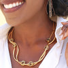 The Aura Gold Convertible Leather Wrap Bracelet & Necklace