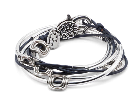 The Aura Silver Convertible Leather Wrap Bracelet & Necklace
