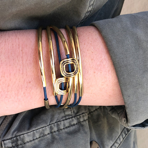 The Aura Gold Convertible Leather Wrap Bracelet & Necklace