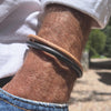 Men's Lando Grey Leather Bracelet w Magnetic Clasp, next to the Ellis tan leather bracelet
