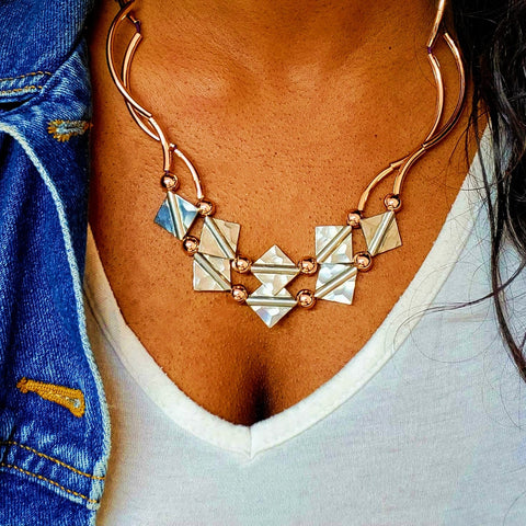 Eslin Tiered Leather Necklace – Natural Purple
