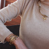 The Aura Gold Convertible Leather Wrap Bracelet & Necklace
