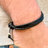 The Kai Adjustable Leather Bracelet – Natural Black