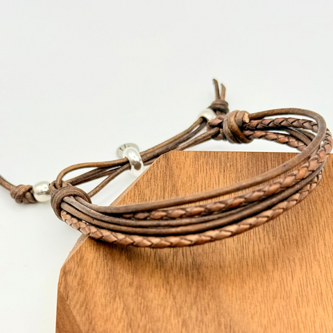 The Kai Adjustable Leather Bracelet – Natural Brown