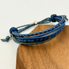 Men's Kai Adjustable Leather Bracelet – Natural Blue