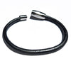 Men's Lando Grey Leather Bracelet w Magnetic Clasp