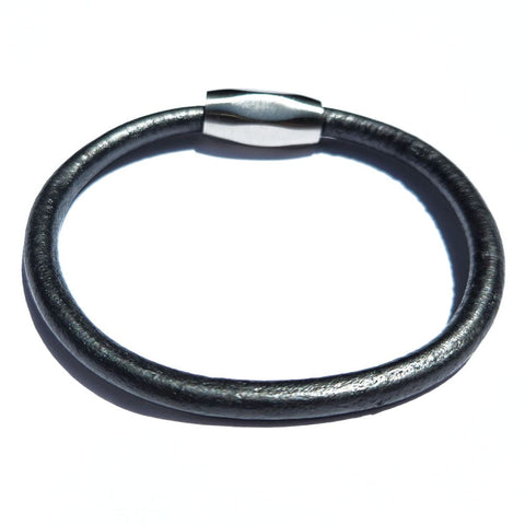 Men's Lando Grey Leather Bracelet w Magnetic Clasp