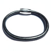 Men's Lando Grey Leather Bracelet w Magnetic Clasp