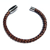 Men's Max Braided Brown Leather Bracelet w Magnetic Clasp