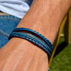 Men's Kai Adjustable Leather Bracelet – Natural Blue