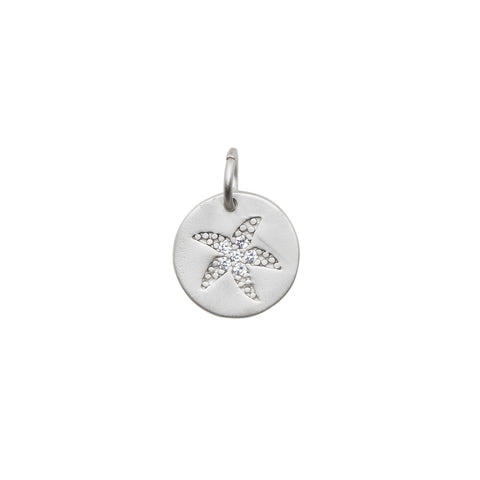 Silver CZ Starfish Coin Charm