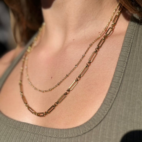 The Lana 2-Layer Gold Paperclip & Satellite Chain Necklace