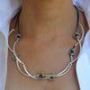 The Aura Silver Convertible Leather Wrap Bracelet & Necklace