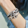 The Aura Silver Convertible Leather Wrap Bracelet & Necklace