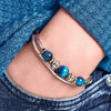 Clarity Semi Precious Blue Tigers Eye & Silver Adjustable Bracelet