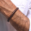 Men's Max Braided Brown Leather Bracelet w Magnetic Clasp
