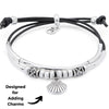 Pancake Silver & Leather Adjustable Size Bracelet