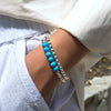Sterling Silver 5mm Beaded Bracelet Stretch to Fit w 5mm sterling silver bracelet w Turquoise