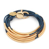Lizzy Classic Goldplate 4 strand, natural true blue leather
