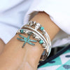 Andie 2 Strand wrap bracelet w patina dragonfly charm in Natural Brown Gray leather, comes as shown