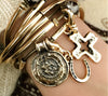 Gold Open Cross Charm shown on the Autumn Wrap in Metallic Bronze with Gold Horseshoe Charm (all sold separately)