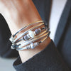 Candy 2 Strand wrap bracelet-necklace in Natural Black leather, comes as shown