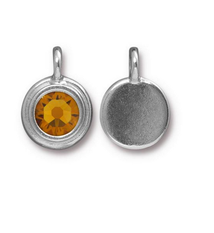 Citrine Yellow Crystal Charm, both sides shown