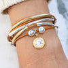 Clear Crystal Charm in Goldplate shown on the Girlfriend Wrap in Gold and Silver (sold separately)