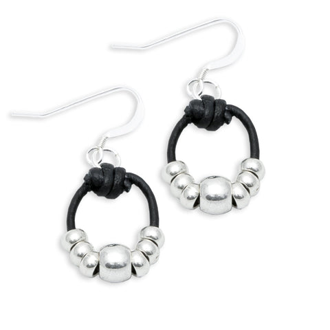 The Colette Leather & Silver Beaded Earrings