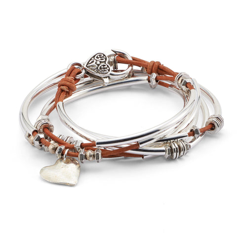 Double Love with Hammered Heart Charm