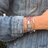 Double Love with Puffed Heart Charm shown in gloss red leather