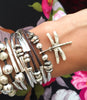 Dragonfly leather wrap bracelet stacked next SuziQ wrap bracelet (sold separately)