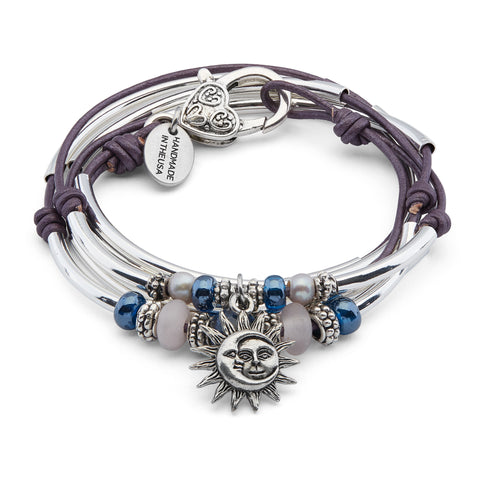 Ember with Sun Moon shown in metallic berry leather