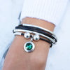 Emerald Green Crystal Charm shown on the Girlfriend Wrap Add Your Charm Choice (sold separately)