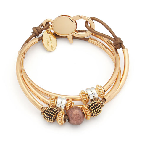 Ginger Goldplate wrap bracelet Shown in Metallic Bronze Leather