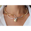 Girlfriend 2 Strand wrap bracelet shown as a necklace in Natural Black Leather w Gold Hammered Heart Charm + Small Silver Hammered Heart Charm. Comes as shown.
