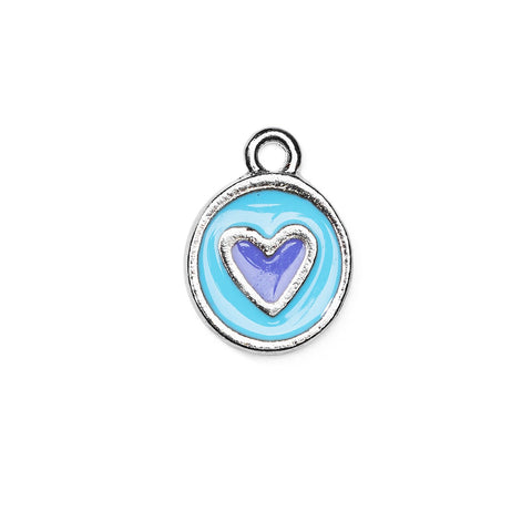 Hand Painted Enamel Blue Heart Charm