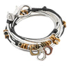 Jatha Black Leather Convertible Wrap with Open Heart Charm Trio