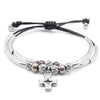 Faith bracelet in black leather, cross charm comes as shown