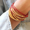 Lizzy Classic gold 4 strand wrap bracelet in Metallic Moroccan Red leather