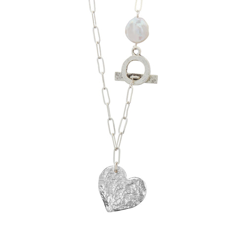 La Perla Necklace with XL Hammered Heart