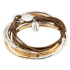 Lizzy Classic 4 Strand leather wrap bracelet Silver & Gold crescents in Metallic Bronze leather