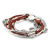 Lizzy Disc 3 strand leather wrap bracelet Moroccan Red leather