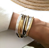 Lizzy Classic 4 Strand wrap bracelet Gold & Silver as shown in Metallic Bronze leather