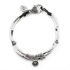Lucy Anklet in natural black leather with heart charm comes as shown