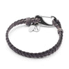 Nick braided leather bracelet in Natural Grey leather with stainless steel clasp, comes as shown